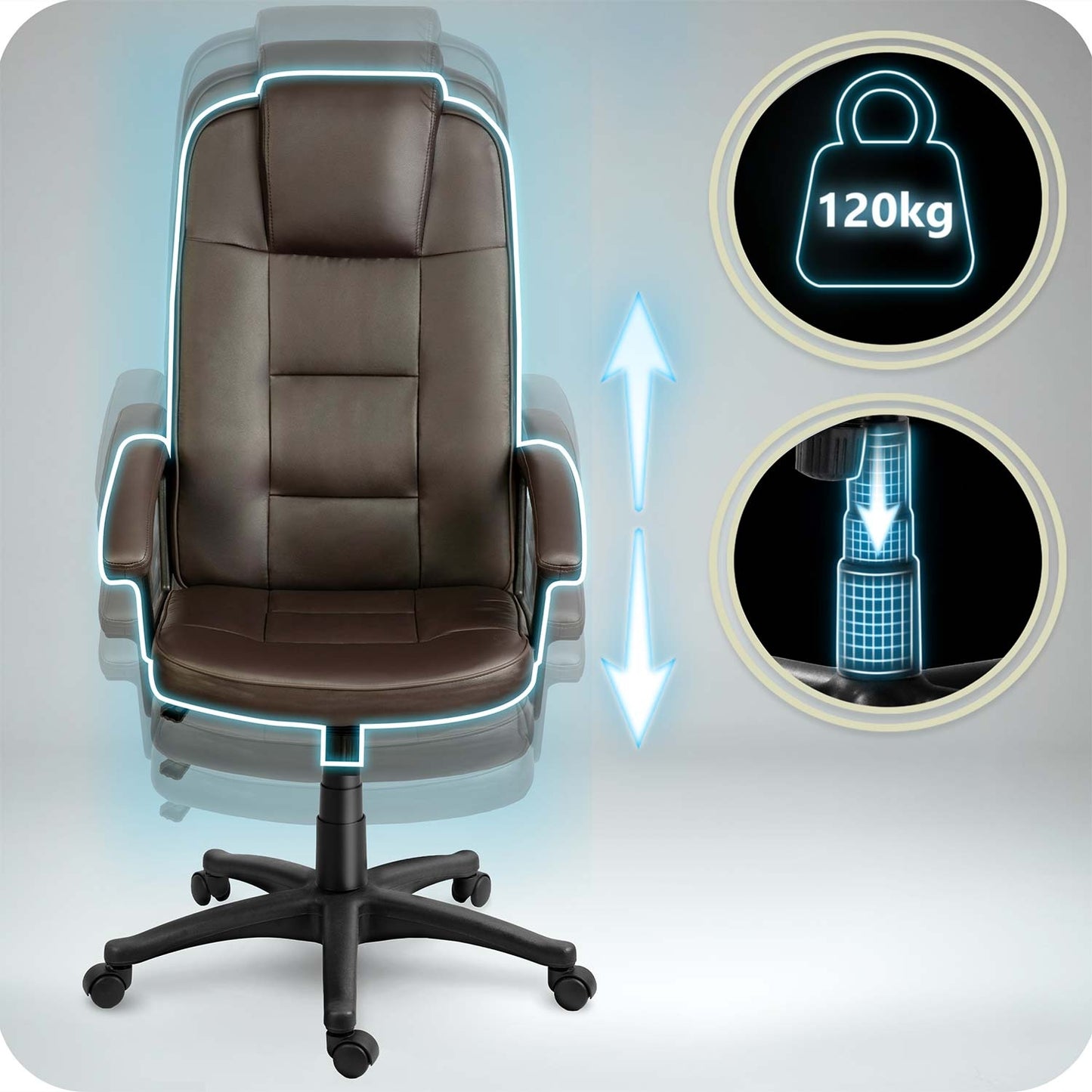 Ergonomic Office Chair, Dark Brown, Adjustable Height