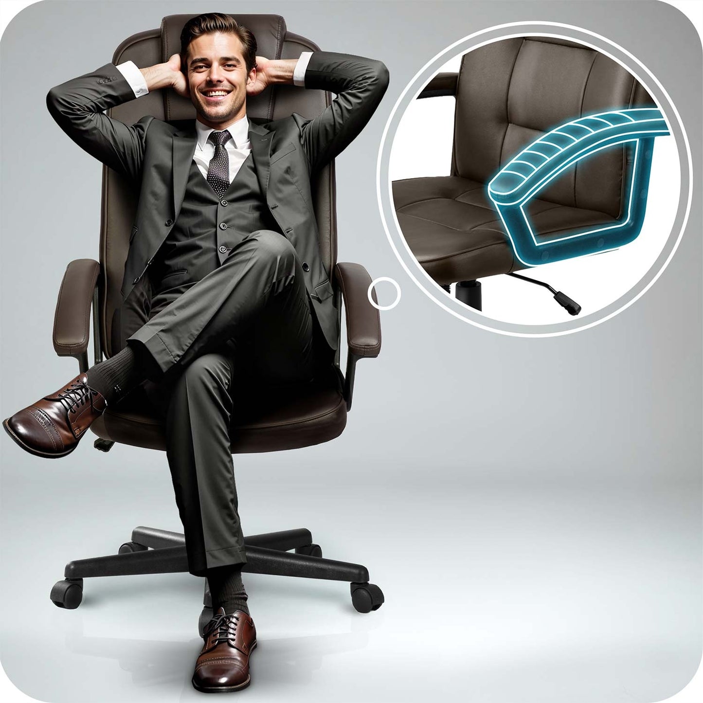 Ergonomic Office Chair, Dark Brown, Adjustable Height