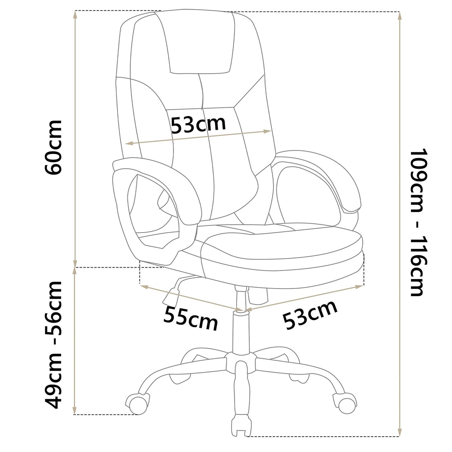 Ergonomic Office Chair, Dark Brown, Adjustable Height