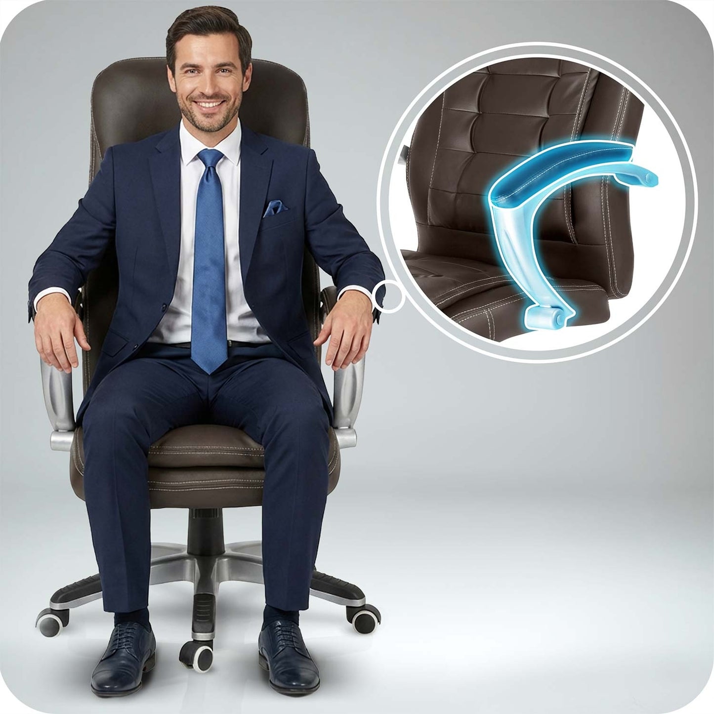 Ergonomic Office Chair, Dark Brown, Adjustable Height
