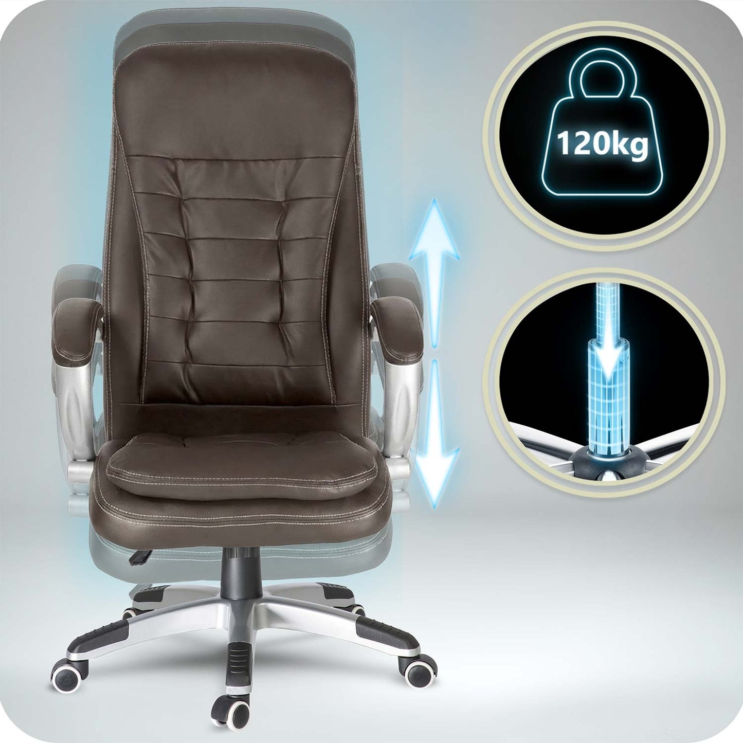 Ergonomic Office Chair, Dark Brown, Adjustable Height