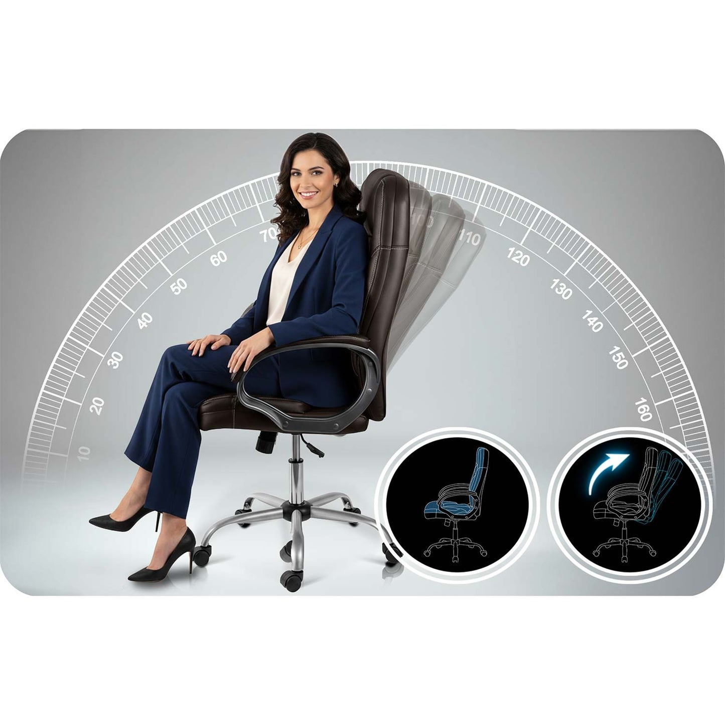 Ergonomic Office Chair, Dark Brown, Adjustable Height