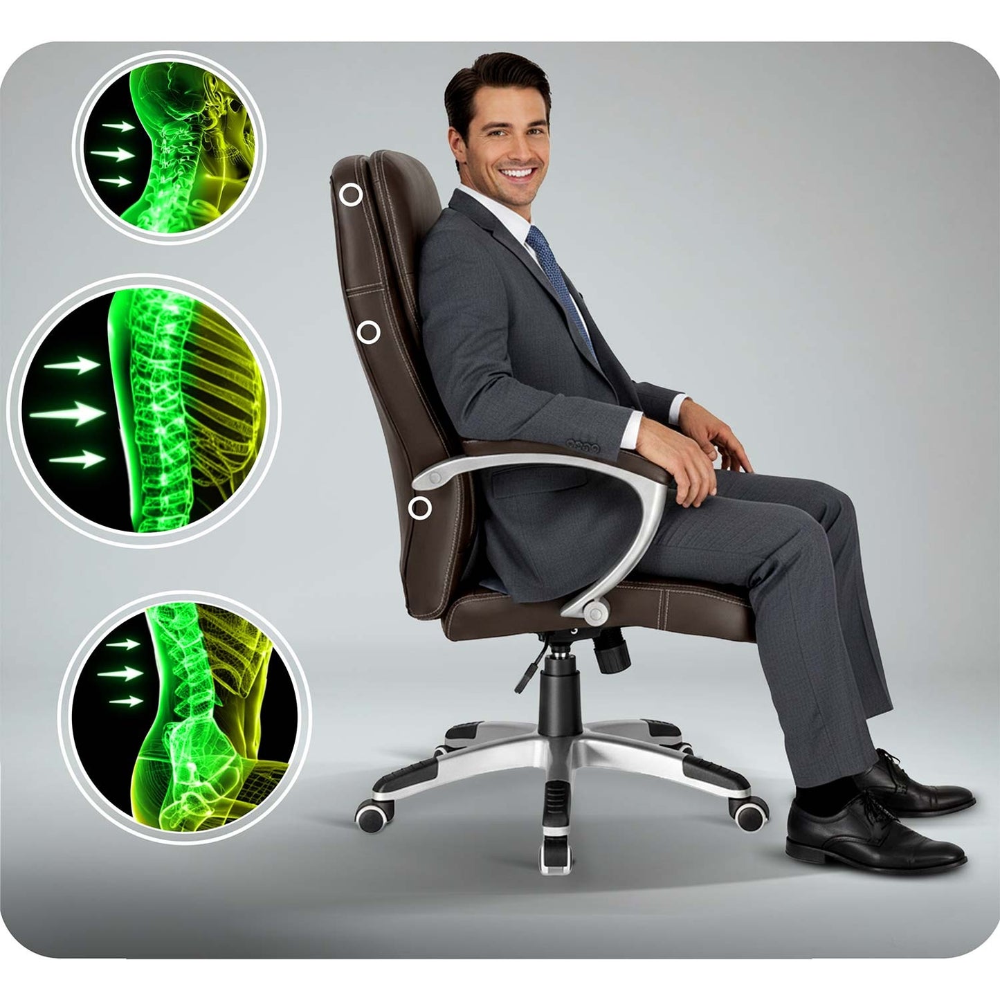 Ergonomic Office Chair, Dark Brown, Adjustable Height