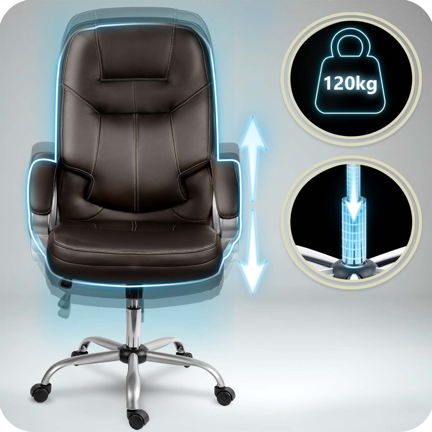 Ergonomic Office Chair, Dark Brown, Adjustable Height