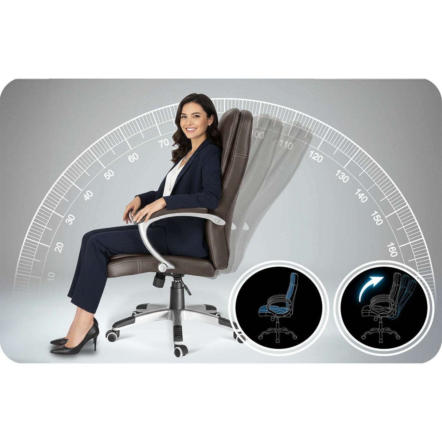 Ergonomic Office Chair, Dark Brown, Adjustable Height