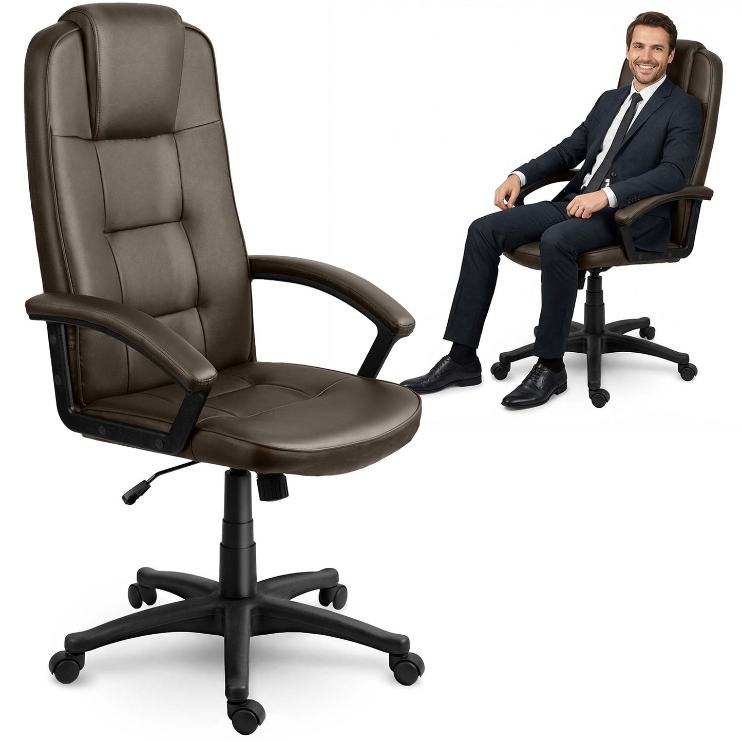 Ergonomic Office Chair, Dark Brown, Adjustable Height
