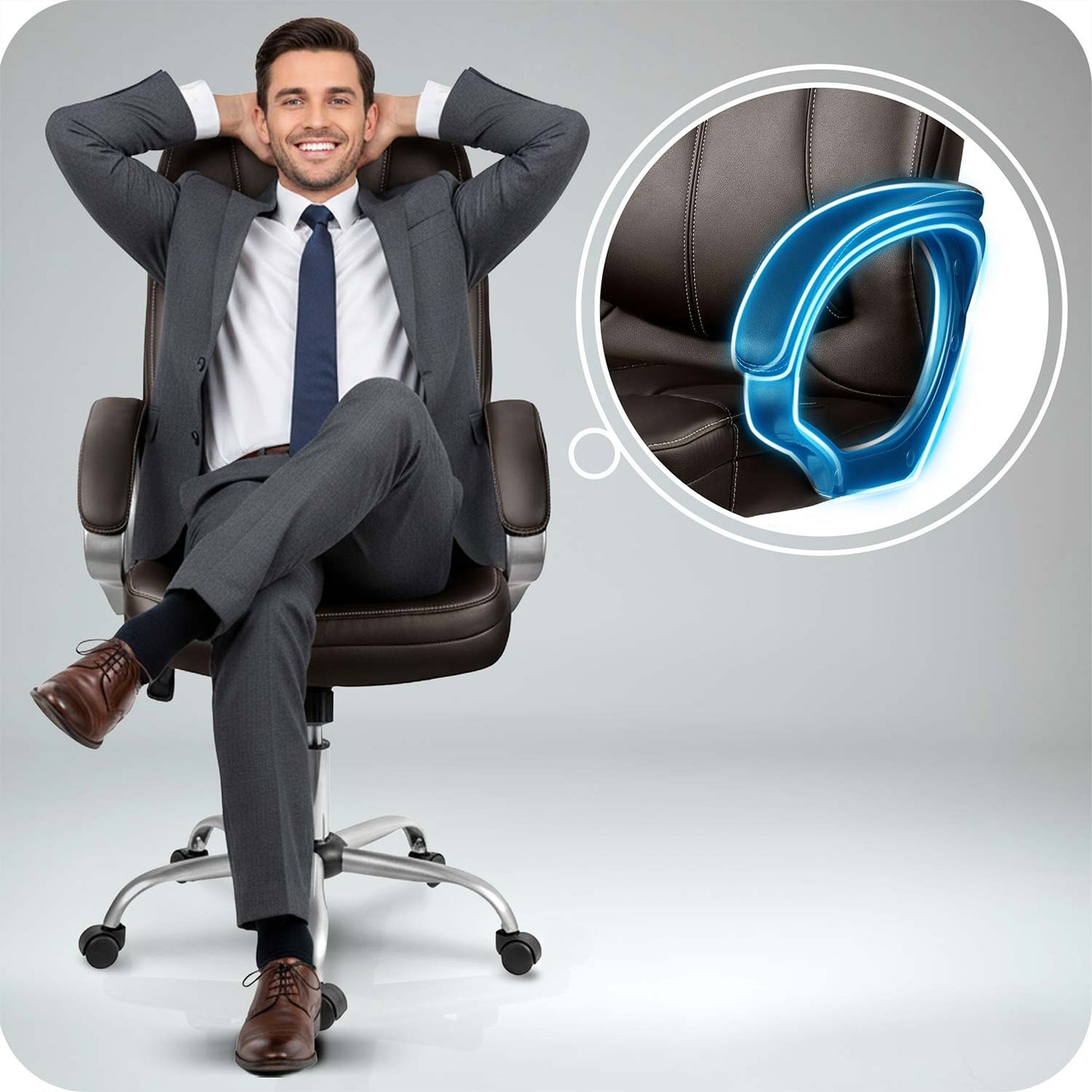 Ergonomic Office Chair, Dark Brown, Adjustable Height