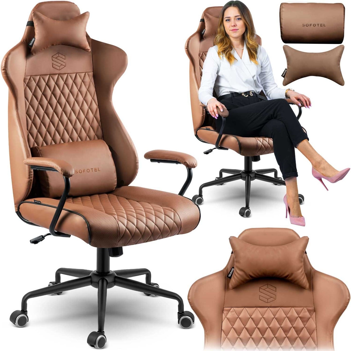 Ergonomic Office Chair Sofotel Werona - Brown - Model 2582
