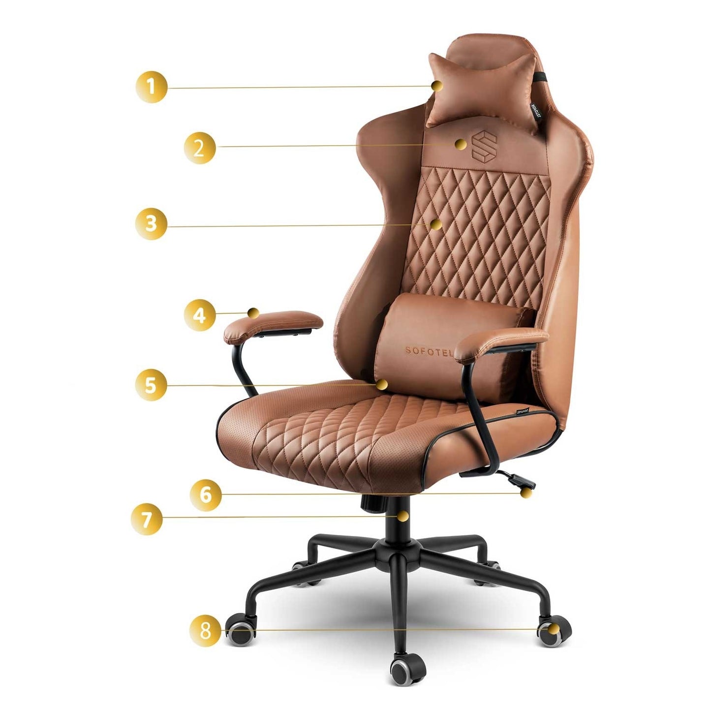 Ergonomic Office Chair Sofotel Werona - Brown - Model 2582