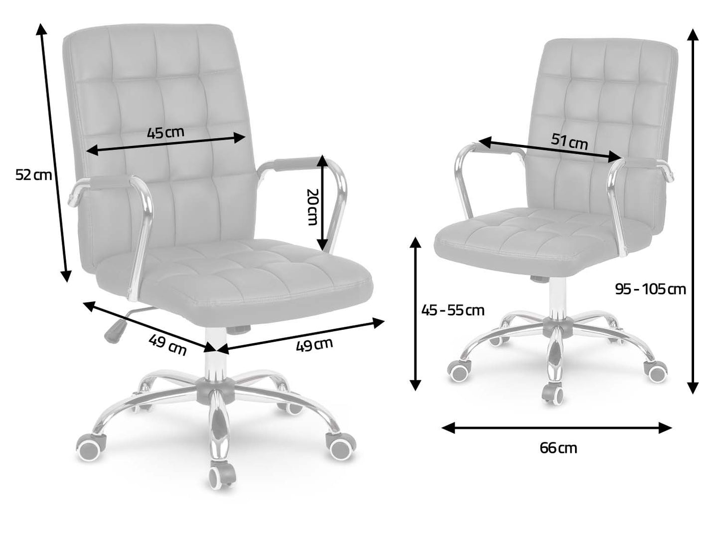 Ergonomic Office Chair in Leather Benton - Grey