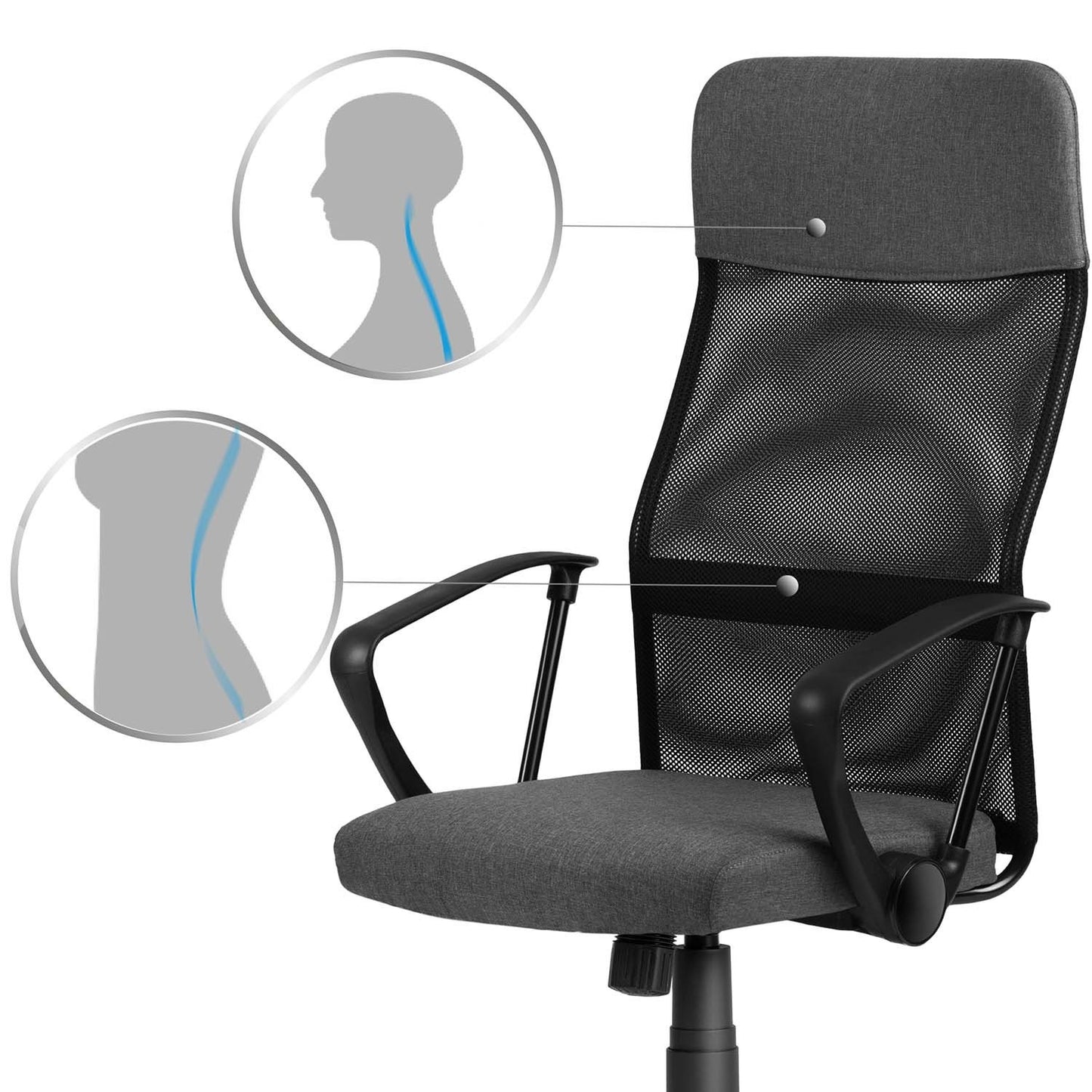 Ergonomic Office Chair with Mesh Upholstery - Sofotel Sydney, Dark Grey