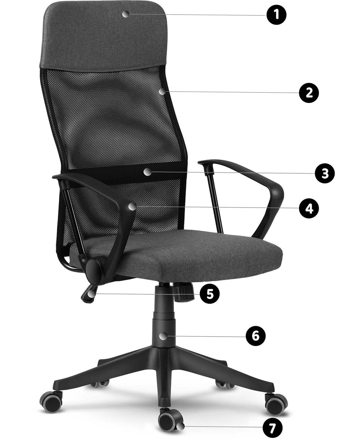 Ergonomic Office Chair with Mesh Upholstery - Sofotel Sydney, Dark Grey