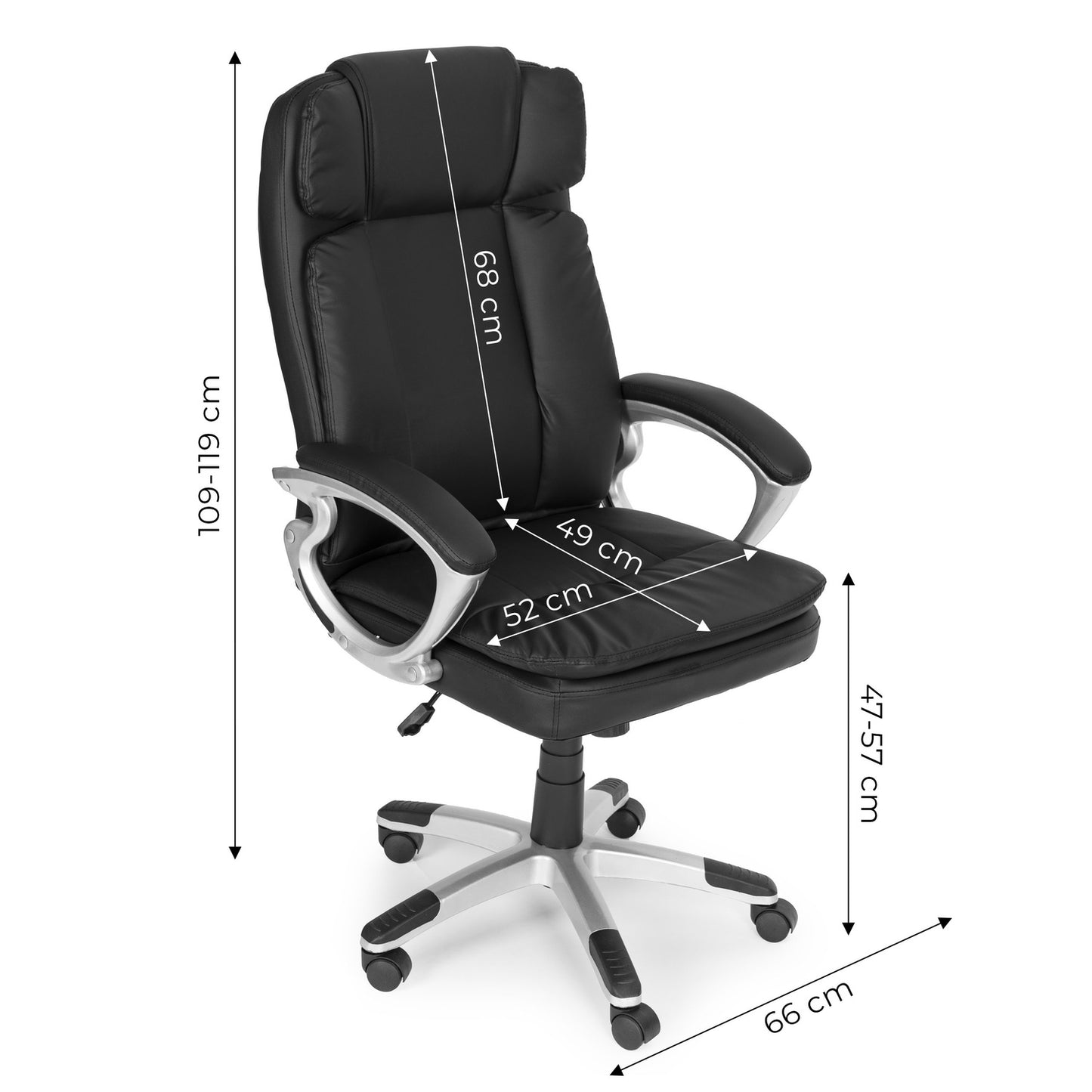 Ergonomic Swivel Office Chair, Height Adjustable, Black
