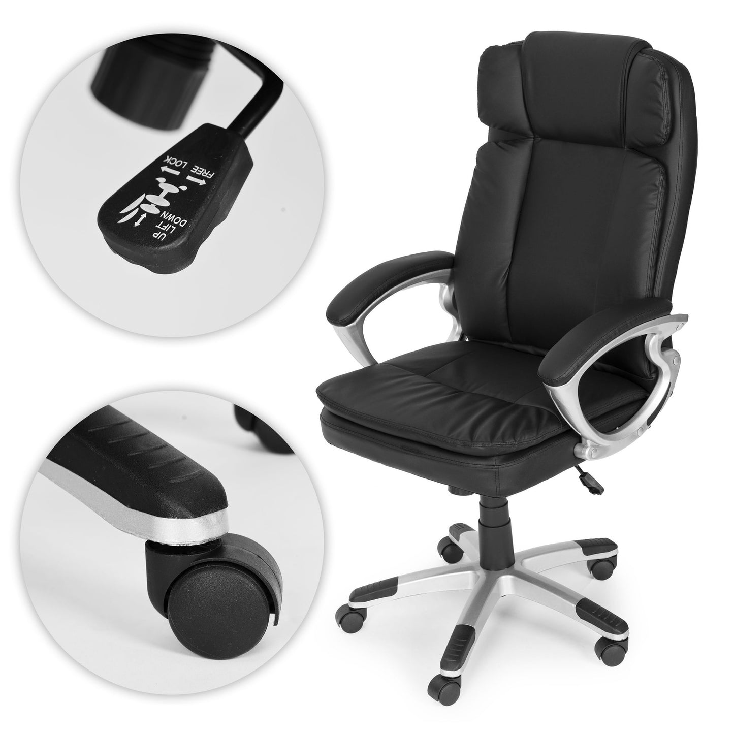 Ergonomic Swivel Office Chair, Height Adjustable, Black