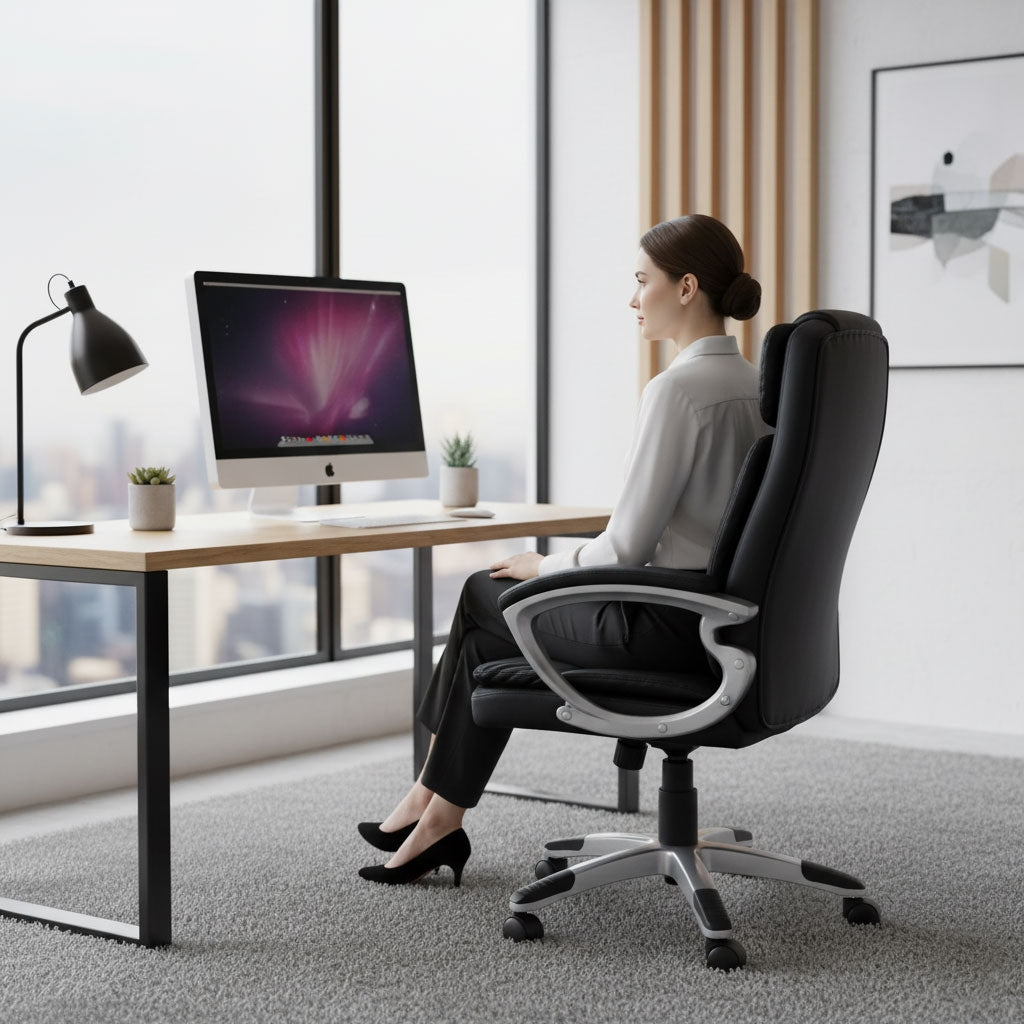 Ergonomic Swivel Office Chair, Height Adjustable, Black