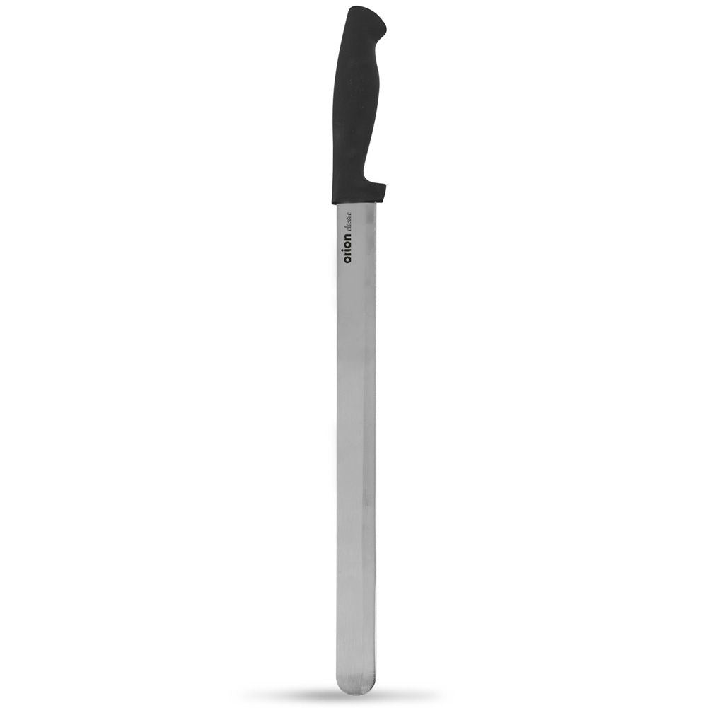 Ergonomic cake knife with 28 cm long, smooth blade