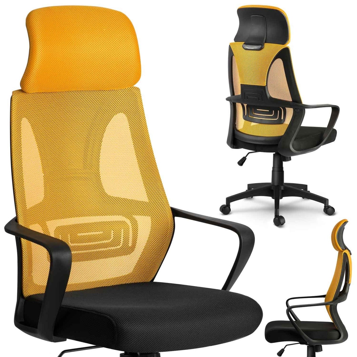 Ergonomic office chair with micro mesh Praga - Yellow