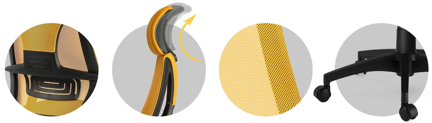 Ergonomic office chair with micro mesh Praga - Yellow