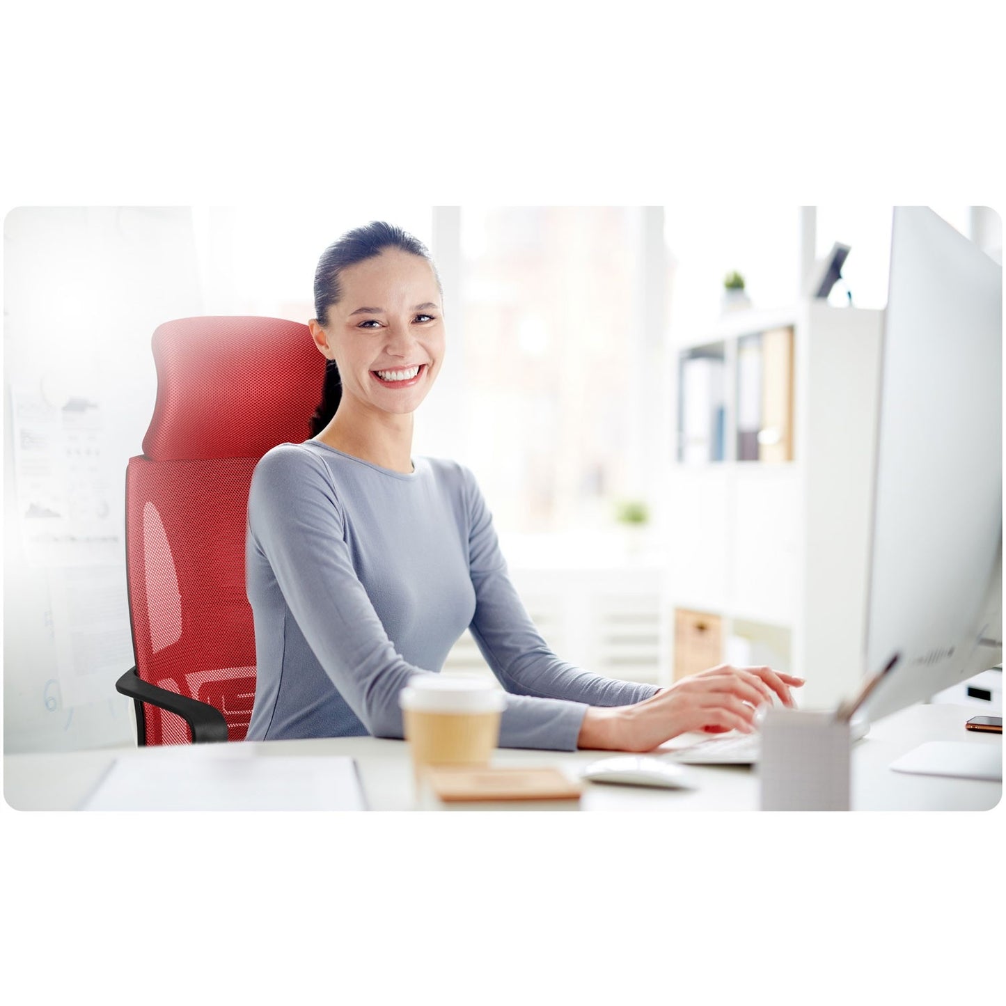Ergonomic office chair with micromesh Praga - red/black