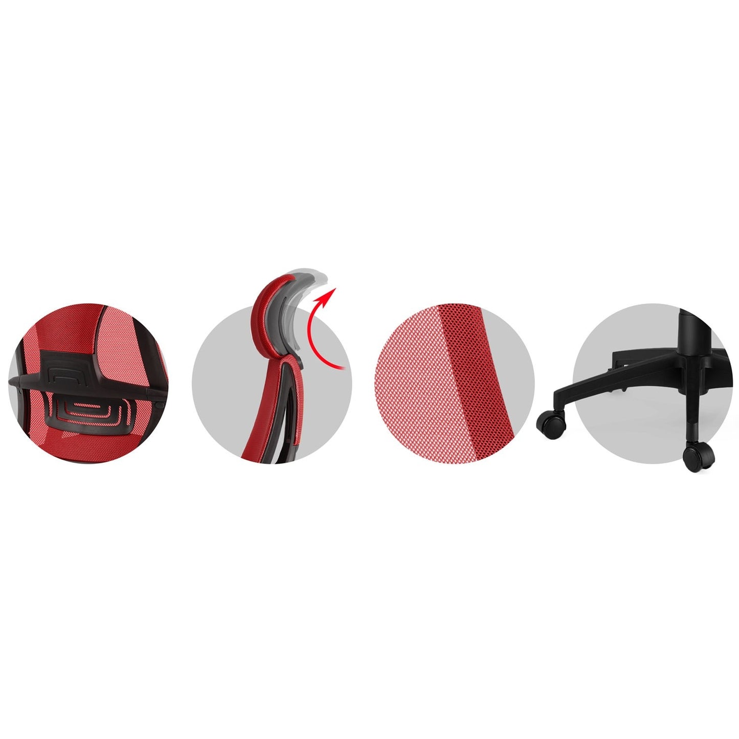 Ergonomic office chair with micromesh Praga - red/black