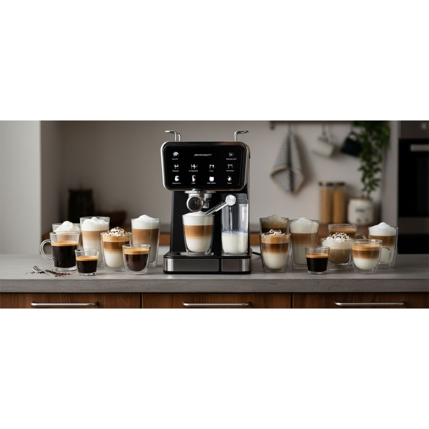 Espresso Machine with Milk Frother, 20 Bar Pressure, Black