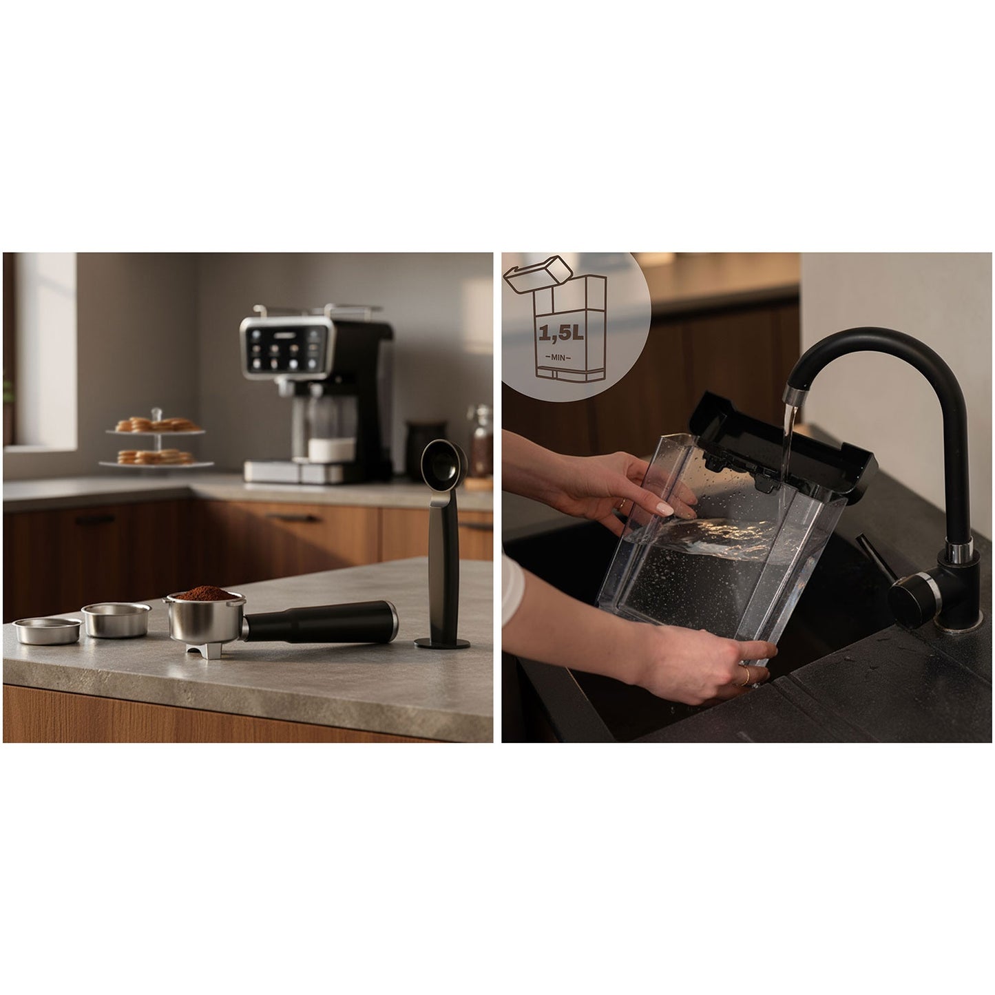 Espresso Machine with Milk Frother, 20 Bar Pressure, Black