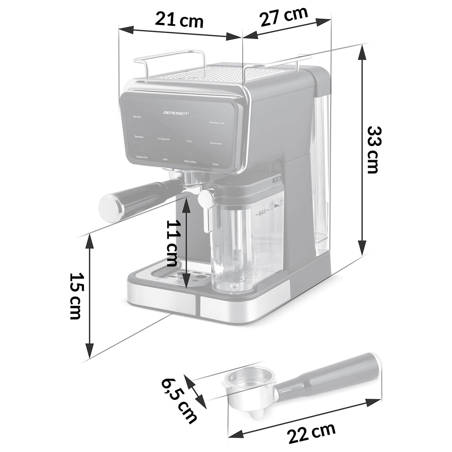 Espresso Machine with Milk Frother, 20 Bar Pressure, Black