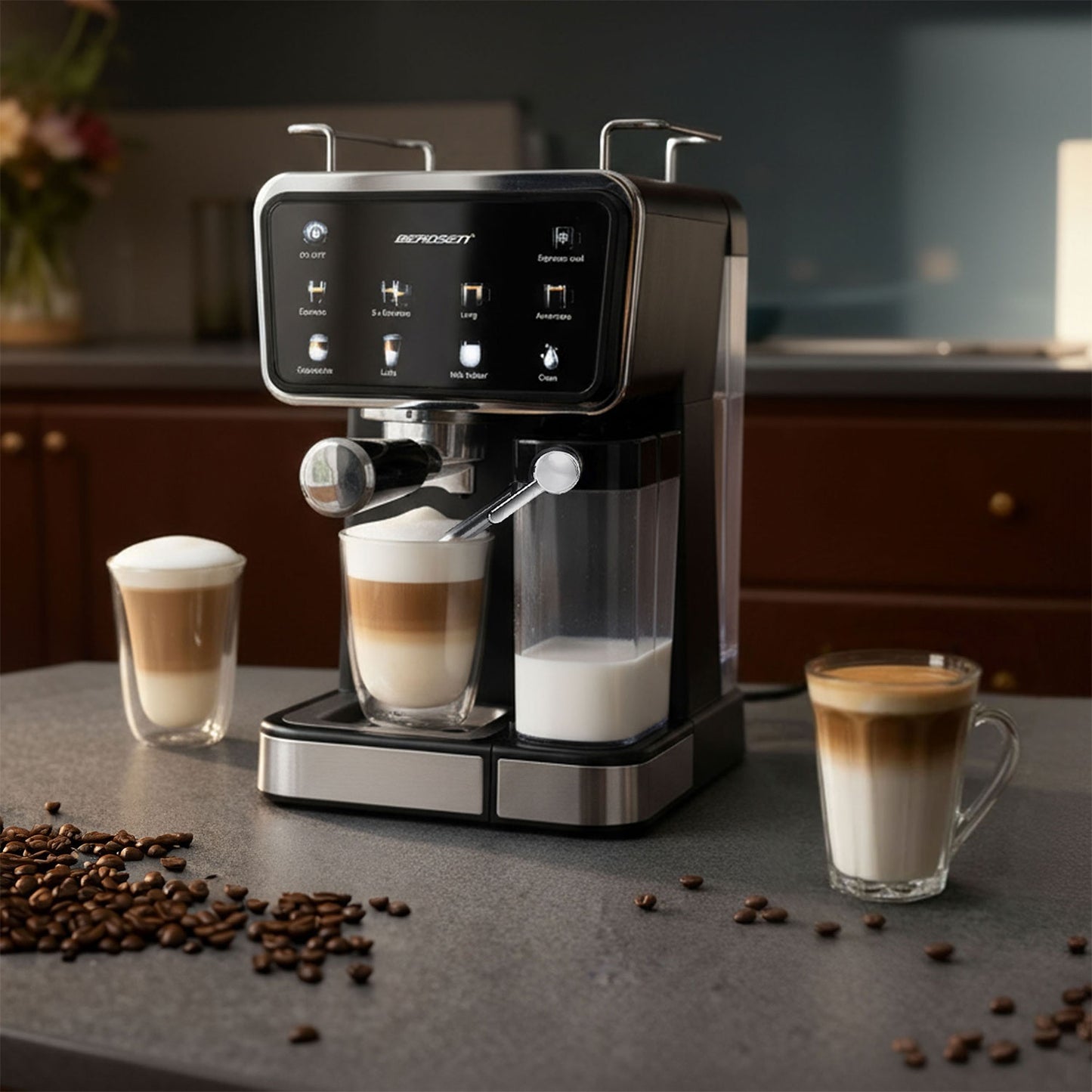 Espresso Machine with Milk Frother, 20 Bar Pressure, Black