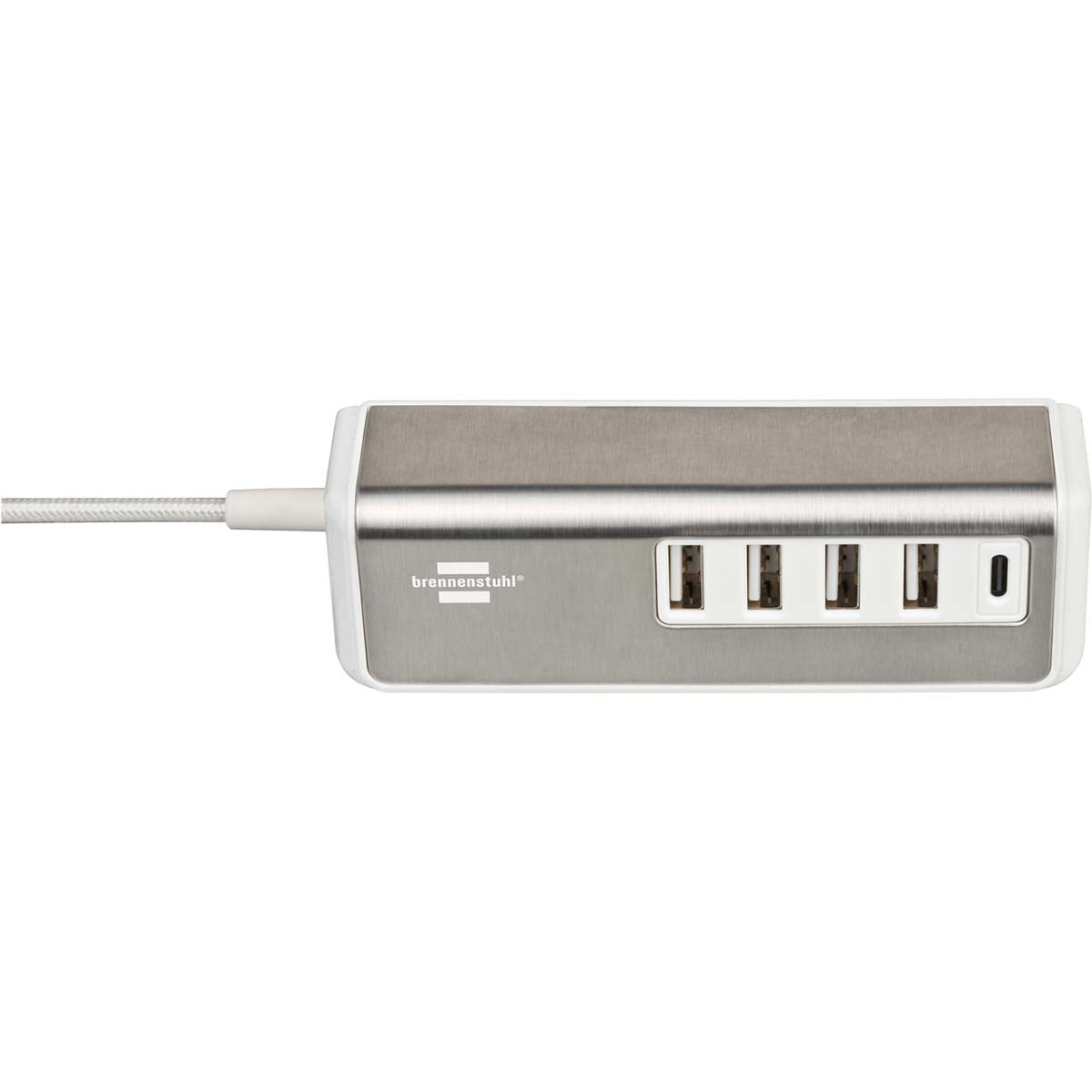 Estilo USB multi-charger with 1.50 m textile cable 4x USB A + 1x USB C TYPE F