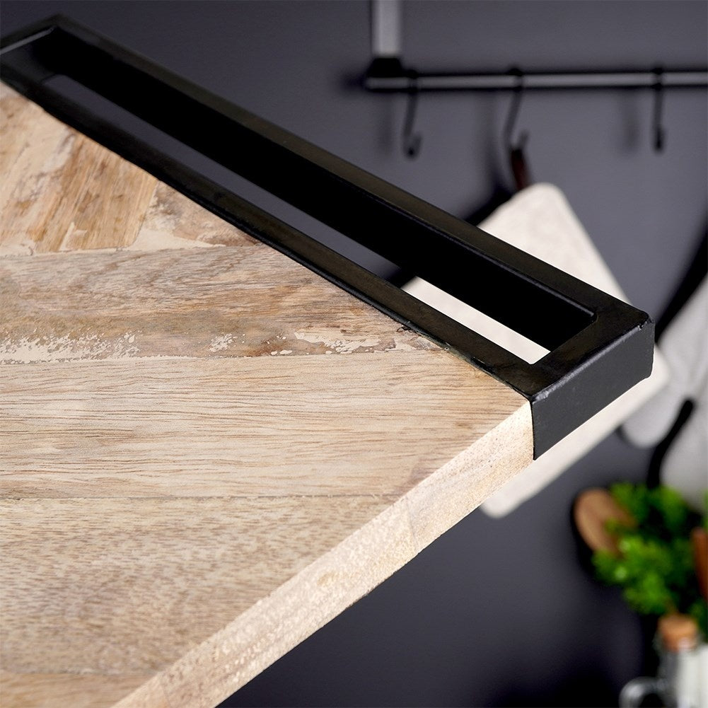 Exclusive Mango Wood Cutting Board with Black Metal Handle
