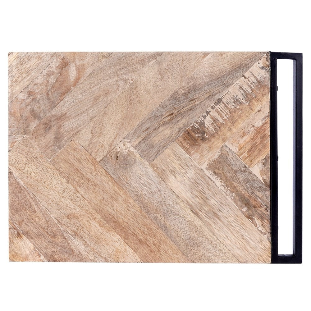 Exclusive Mango Wood Cutting Board with Black Metal Handle