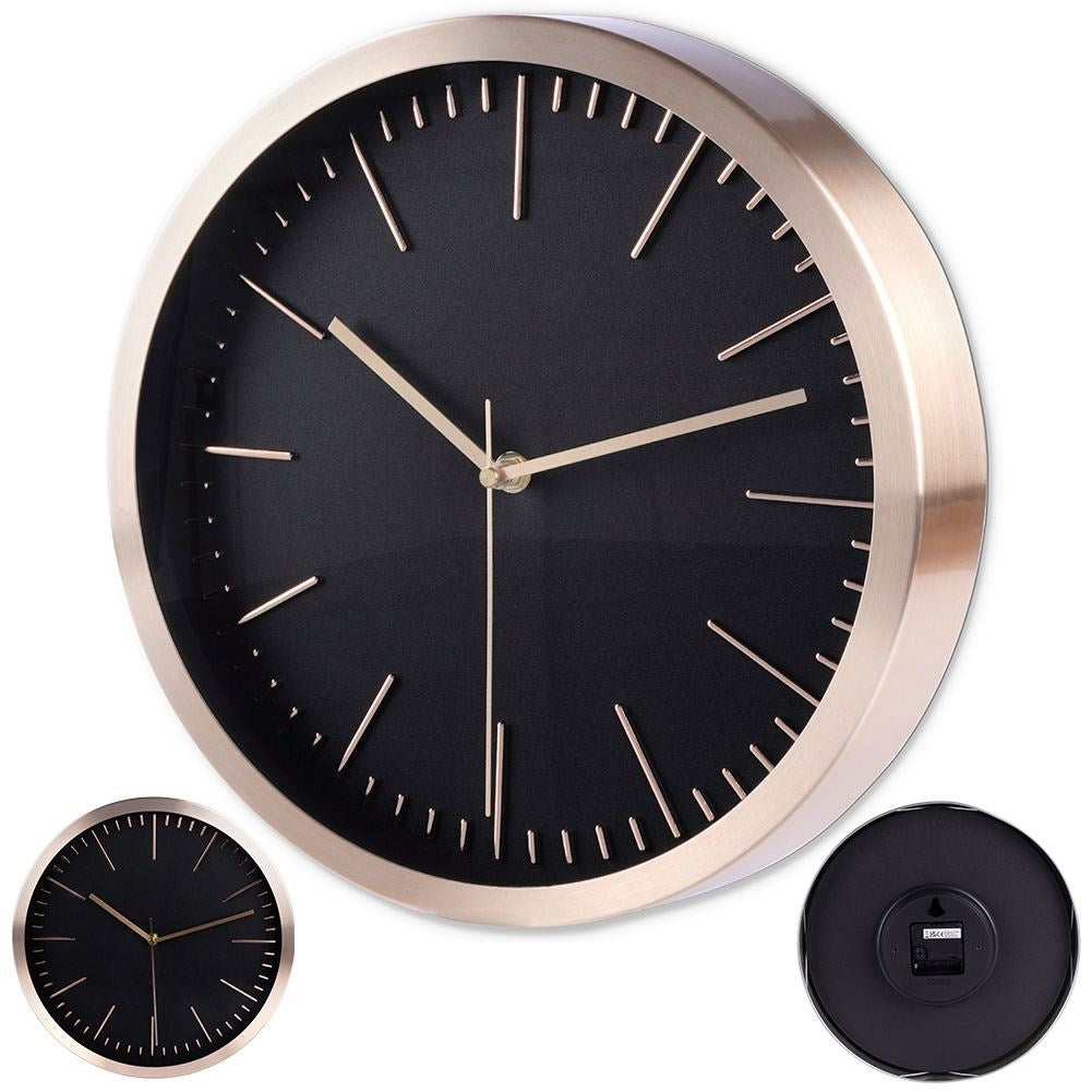 Exclusive Wall Clock 30cm Black Dial Golden Frames