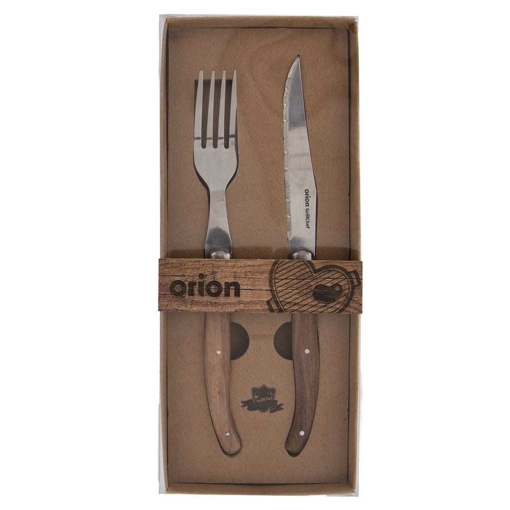 Exclusive cutlery set for steak and pizza in stainless steel