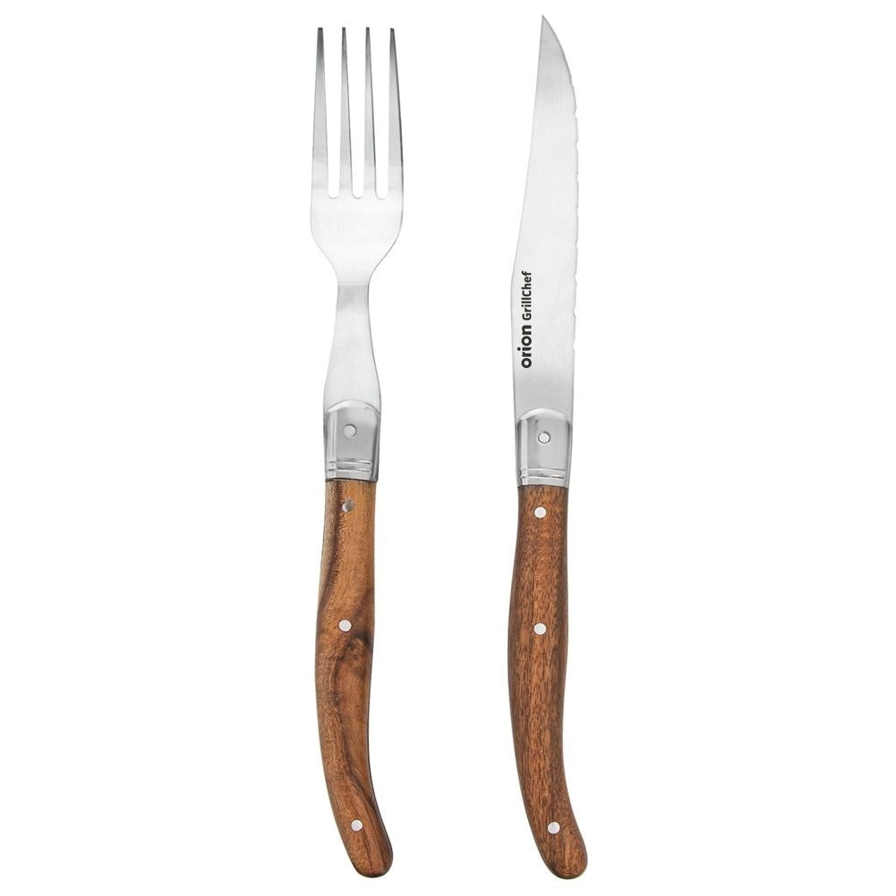 Exclusive cutlery set for steak and pizza in stainless steel