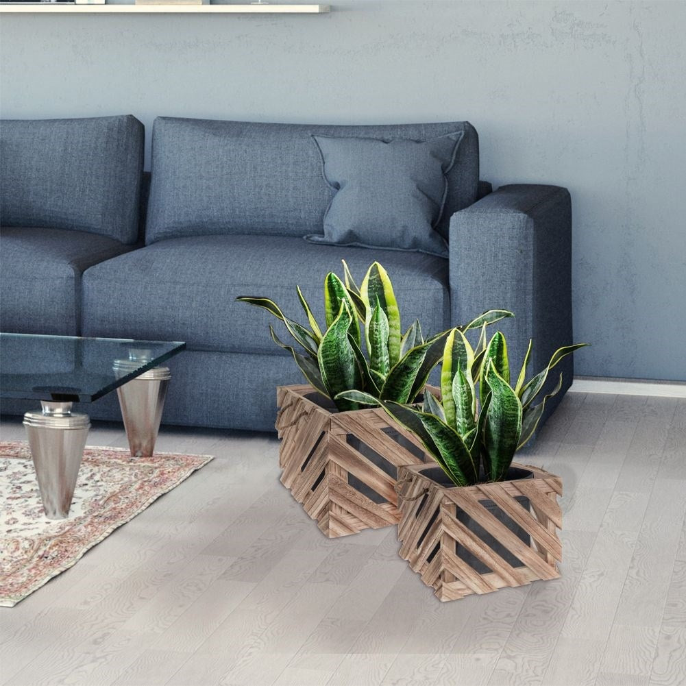 Exclusive wooden box with sturdy planks and durable rope handles
