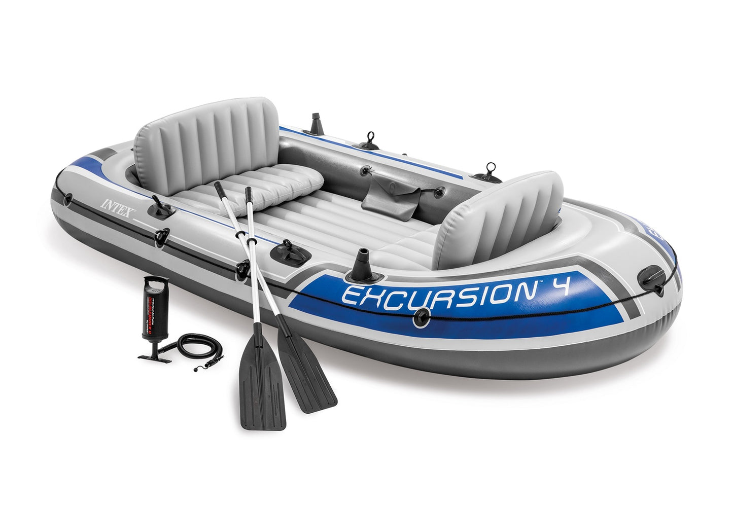 Excursion 4-person fishing pontoon with oars and pump