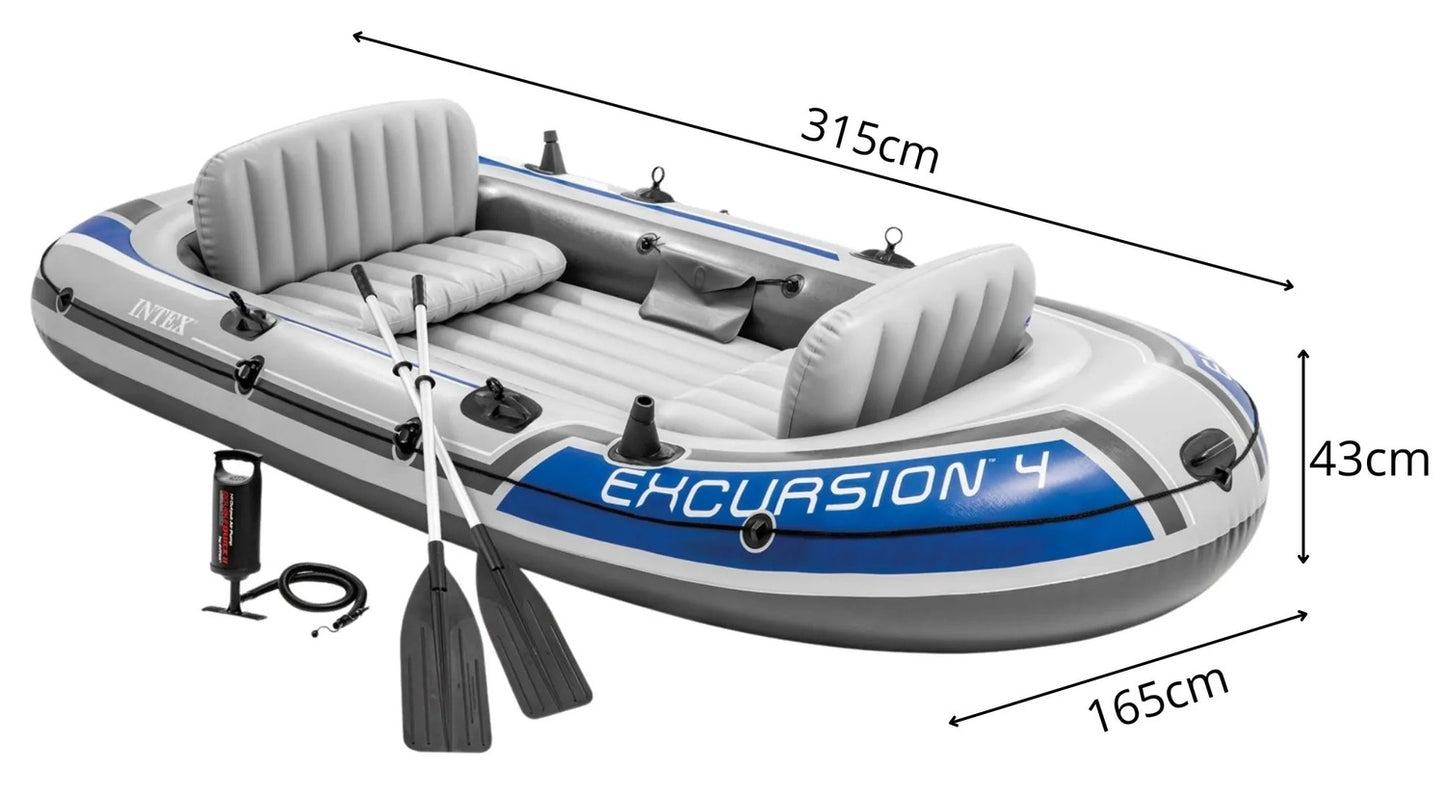 Excursion 4-person fishing pontoon with oars and pump