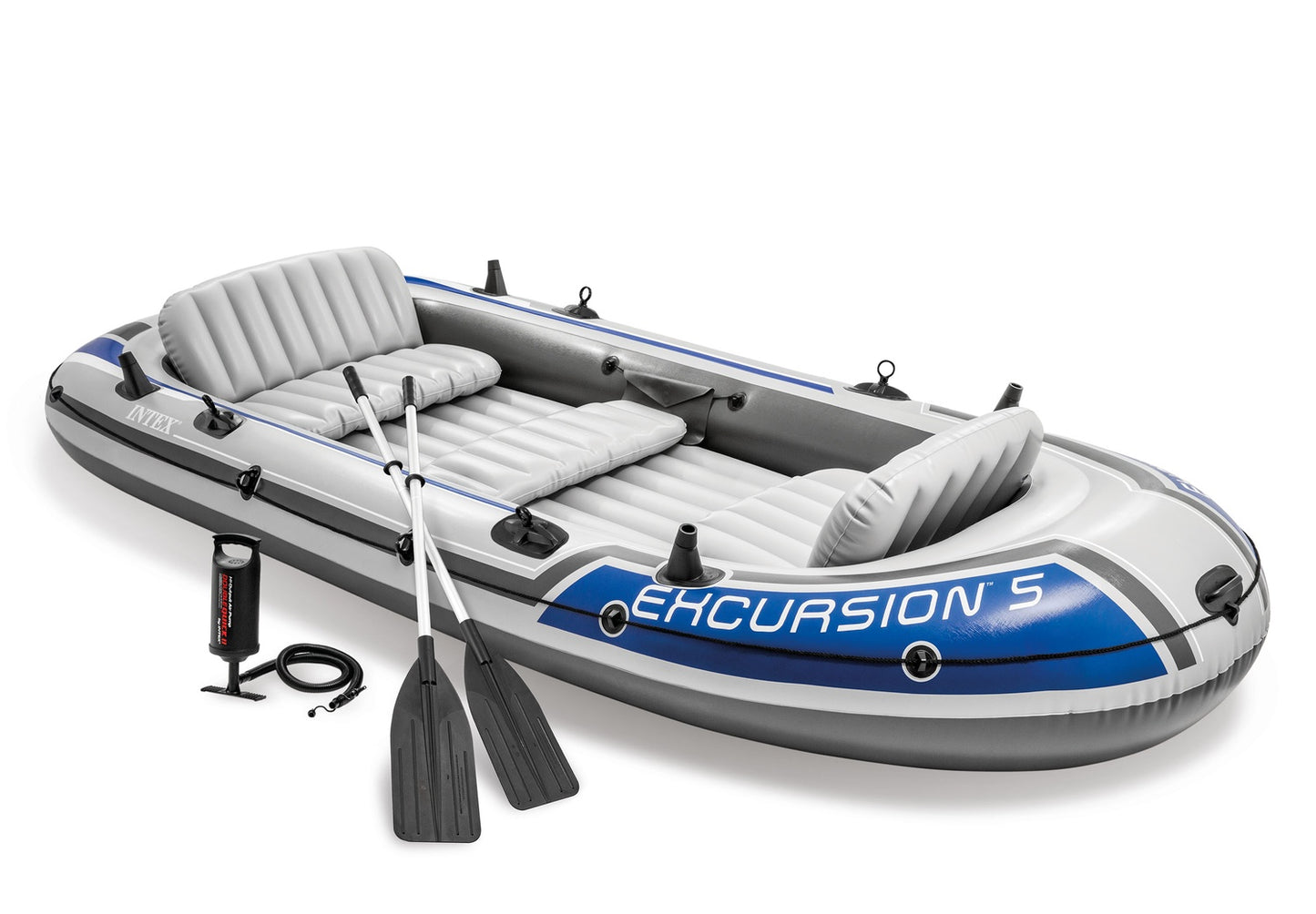Excursion inflatable boat for 5 people + oars + pump, Intex 68325