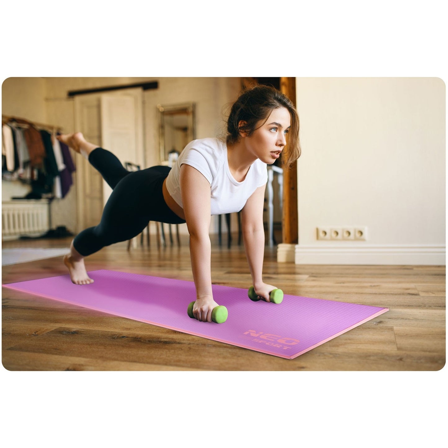 Exercise mat 173 x 61 x 0.6 cm Neo-Sport - 19203 purple-pink