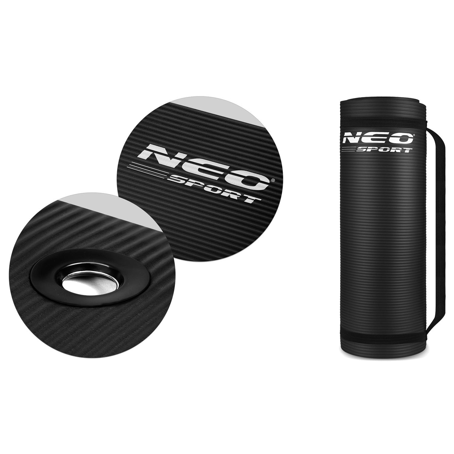 Exercise mat with holes, thick 183 x 60 cm Neo-Sport - 192000 black