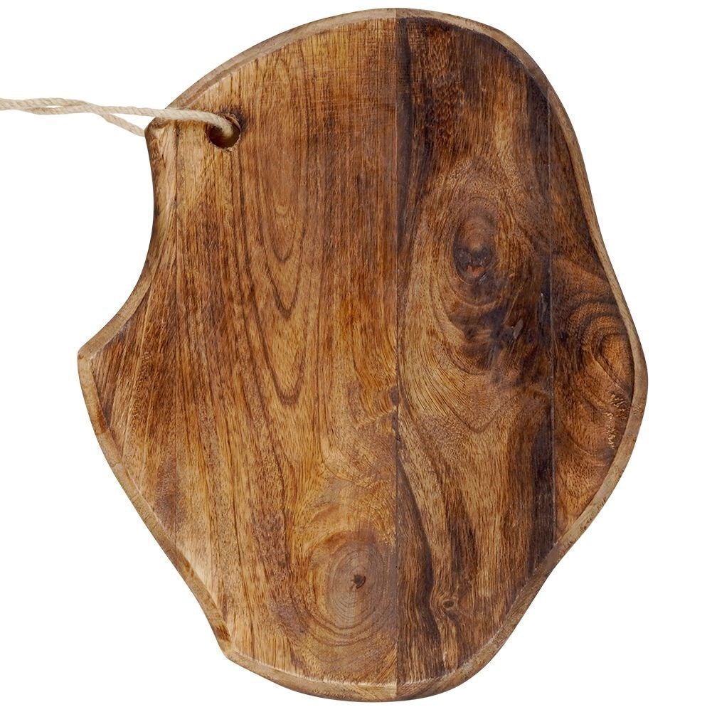 Exotic mango wood kitchen board - unique aged look and shape