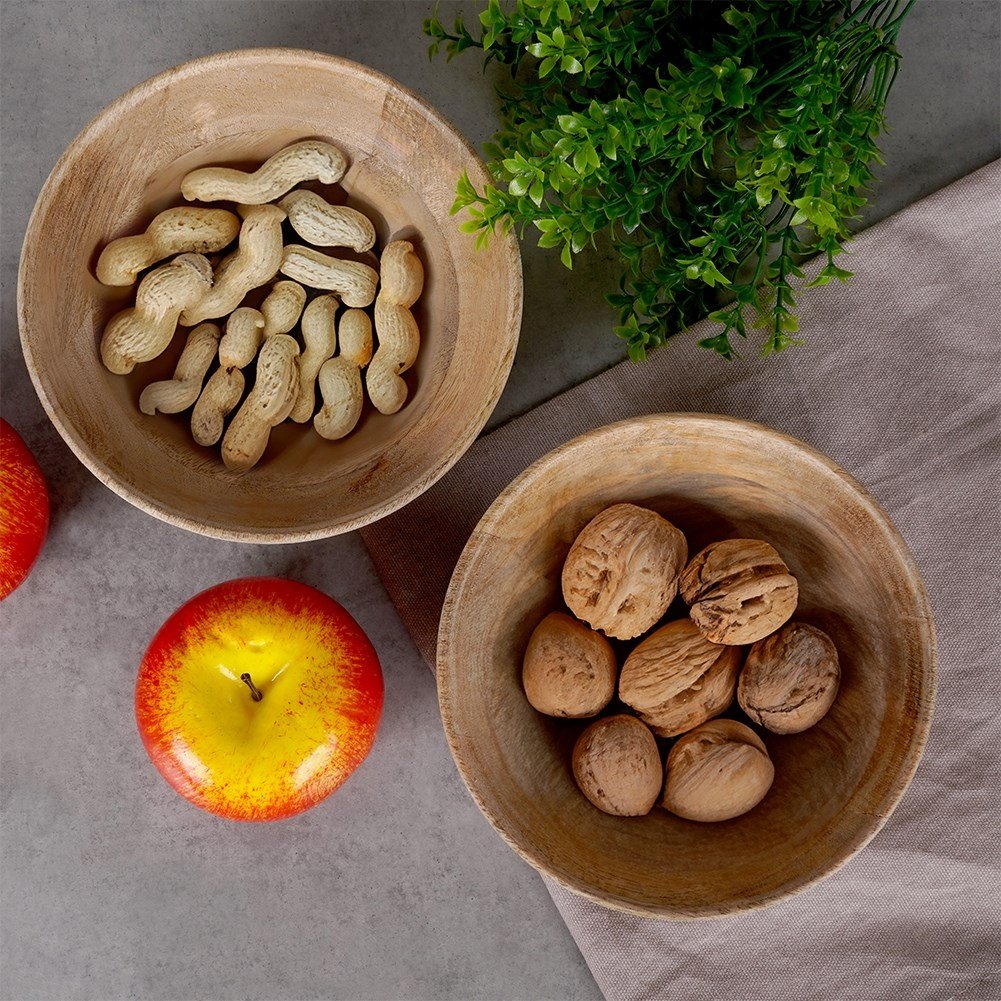 Exotic mango wood serving bowls with a unique design