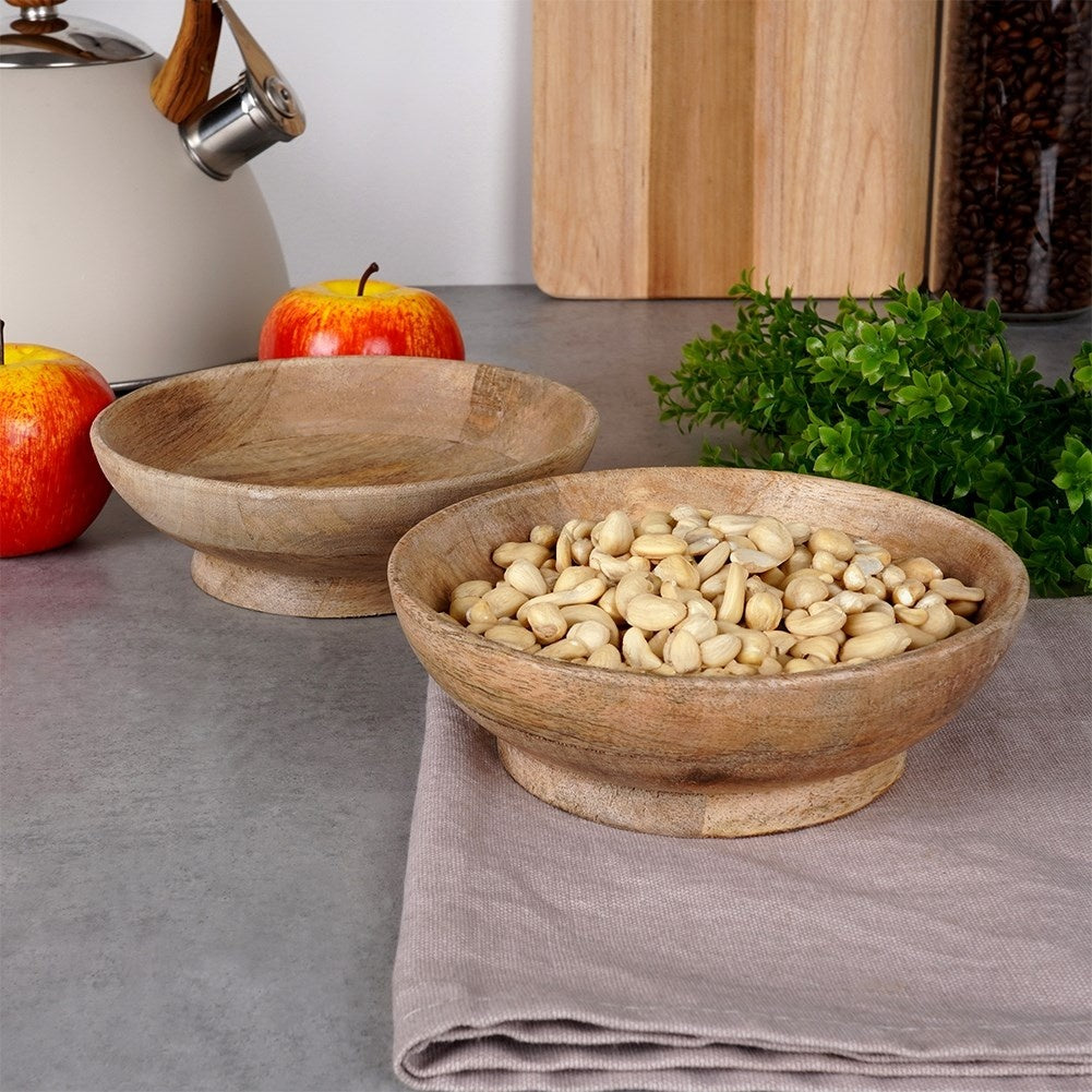 Exotic mango wood serving bowls with a unique design