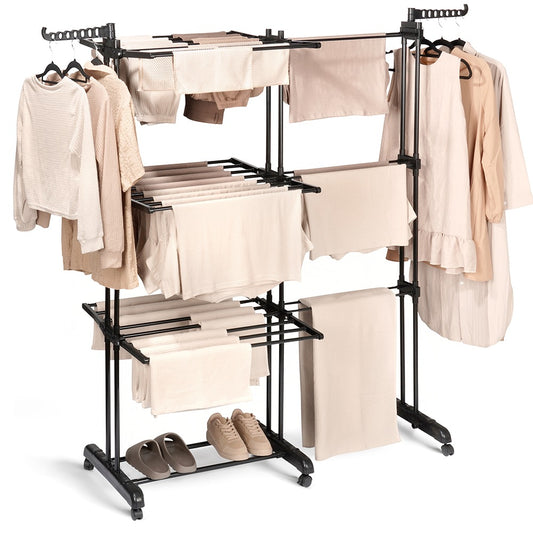 Expandable Black Metal Clothes Dryer Rack XXL 78-130x64x172 cm