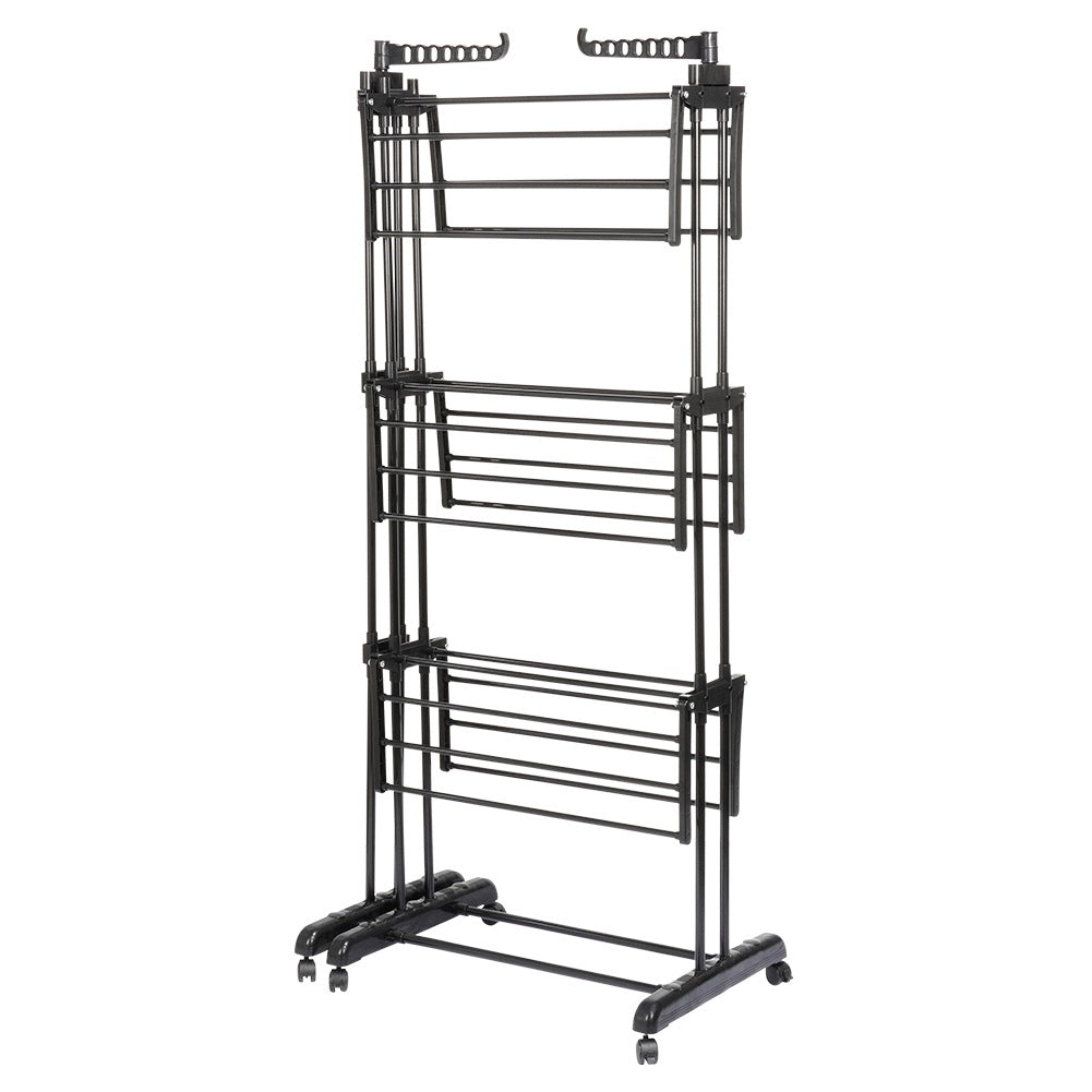 Expandable Black Metal Clothes Dryer Rack XXL 78-130x64x172 cm
