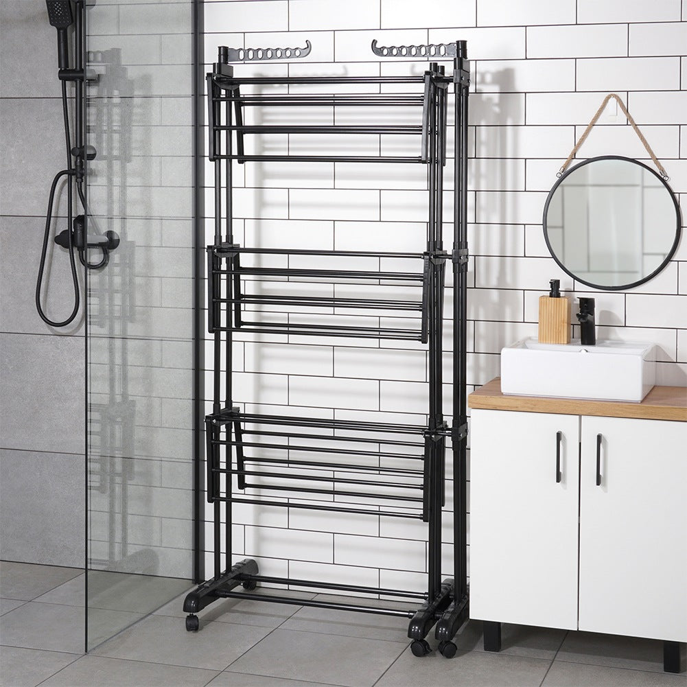 Expandable Black Metal Clothes Dryer Rack XXL 78-130x64x172 cm
