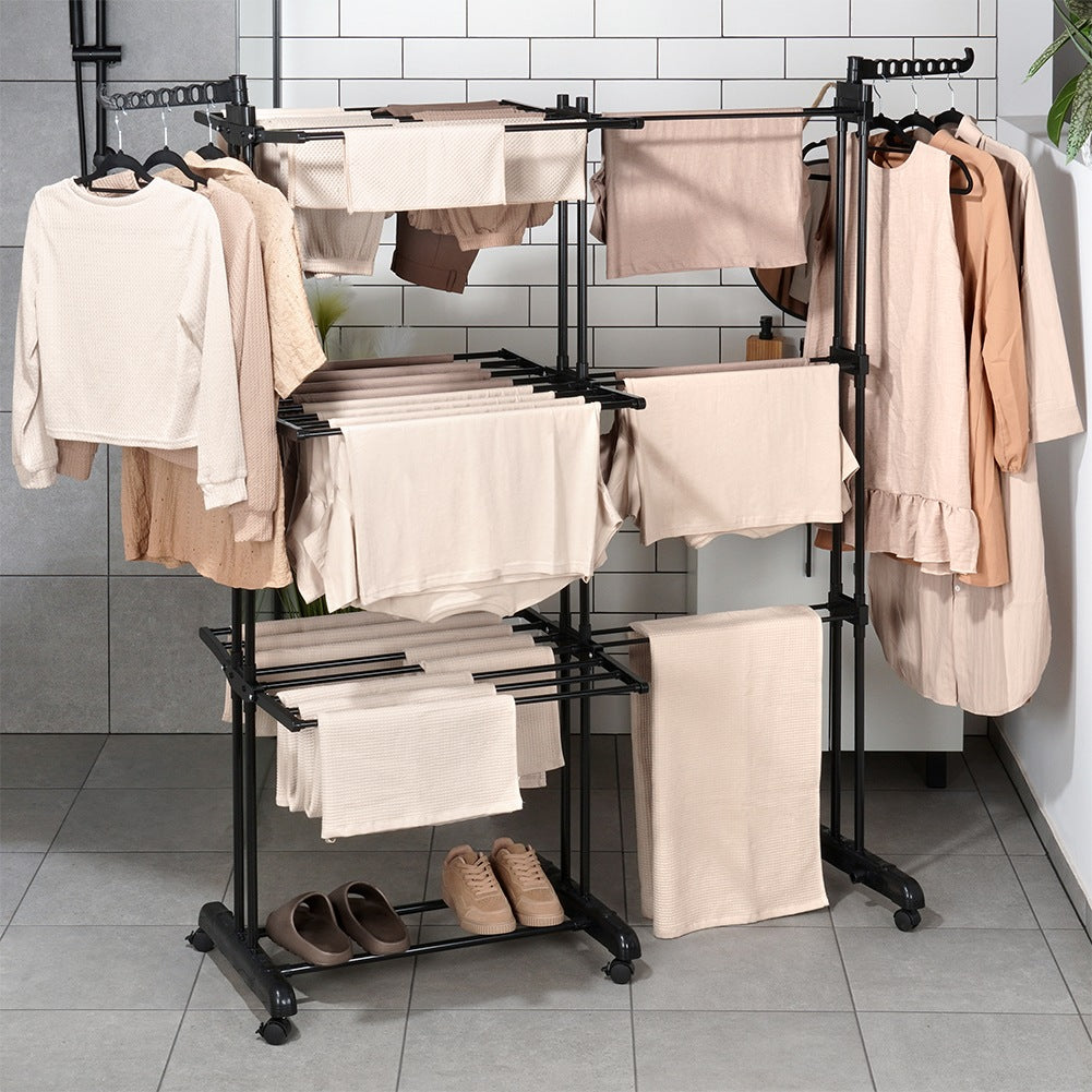 Expandable Black Metal Clothes Dryer Rack XXL 78-130x64x172 cm
