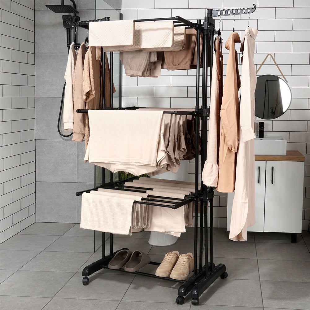 Expandable Black Metal Clothes Dryer Rack XXL 78-130x64x172 cm