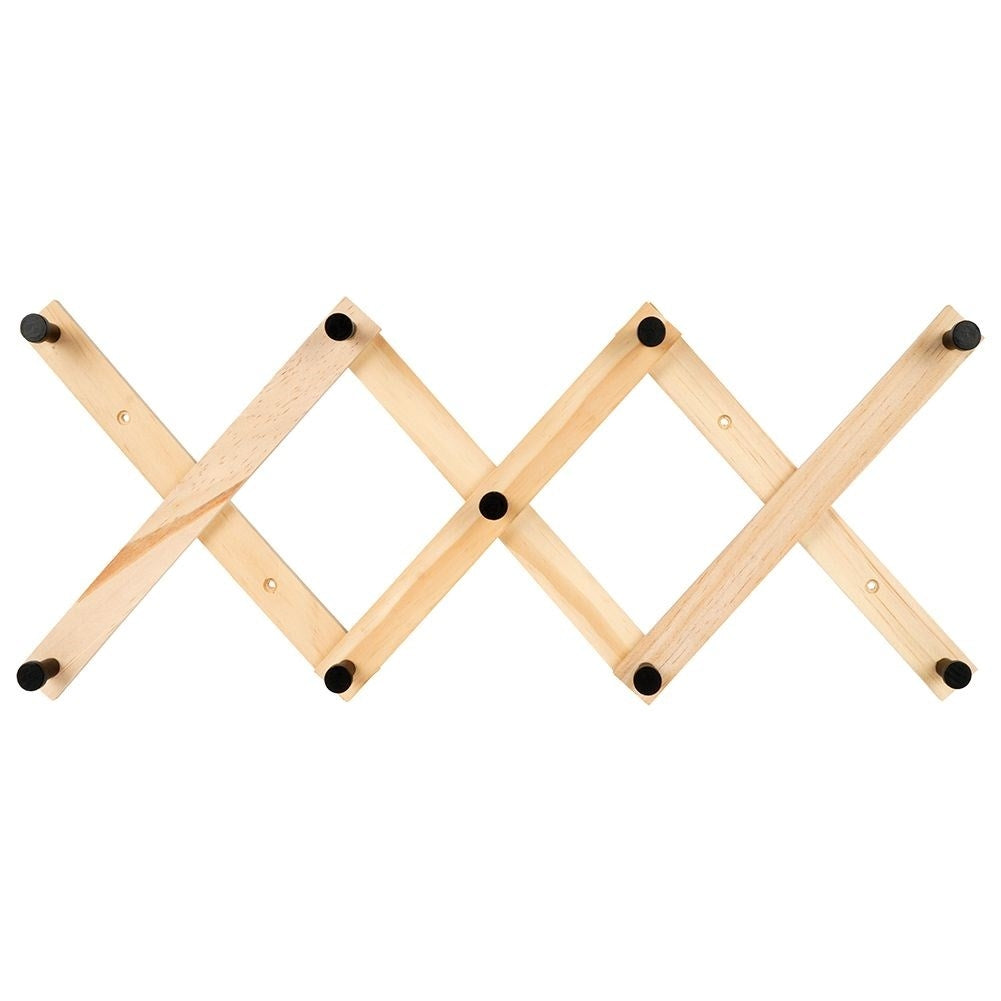 Expandable Clothes Hanger with 9 Black Wooden Hooks