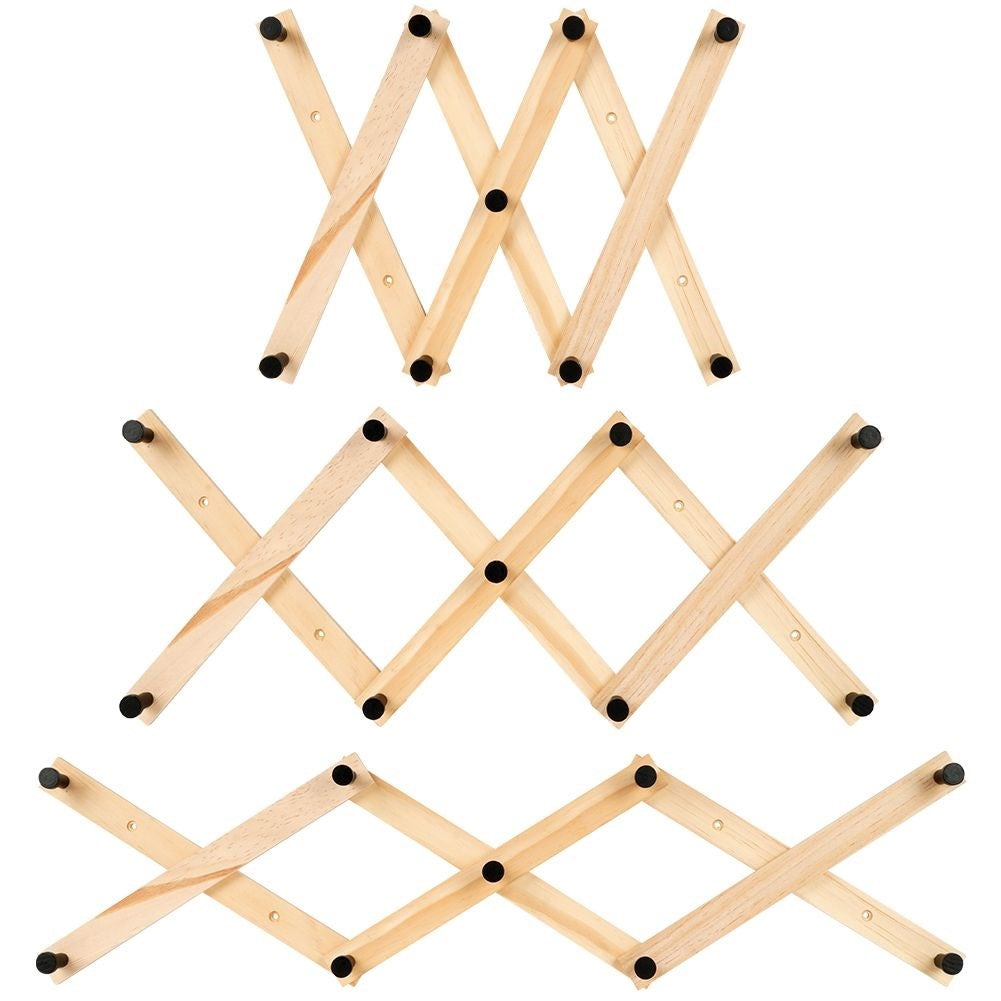 Expandable Clothes Hanger with 9 Black Wooden Hooks
